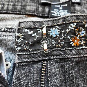Willi Smith Beaded Embroidered Black Bootcut Jeans Boho Y2K Women’s Size 10 EUC